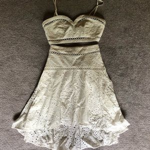 Crochet skirt and bra top set